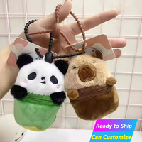 Porte-clés en peluche personnalisé Capybara Panda en gros, faible MOQ, porte-clés en silicone avec boucle, breloque de sac, animal en peluche Kawaii