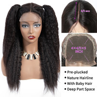 Yeswig — perruque mongole naturelle vierge, cheveux crépus lisses, coupe courte Pixie, Full HD, sans traitement, pour femmes noires, 10a