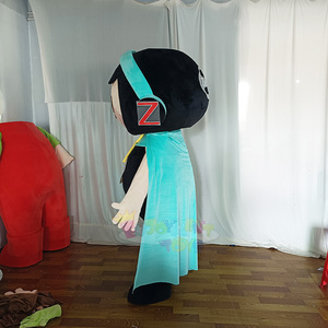 Costume de mascotte en peluche unisexe à thème garçon mignon, avec cape et écouteurs, super doux, pour fête d'anniversaire et cosplay - Product Image 2