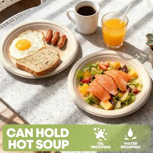 9inch Compostable Sugarcane Paper <b>Plates</b> <b>Disposable</b> Bagasse <b>Plate</b> Custom Biodegradable <b>Plate</b> PFAS-Free Made in Cambodia DutyFree - Product Image 4
