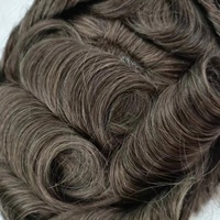 Vente en gros cheveux humains indiens postiche homme en dentelle allemande de couleur marron clair