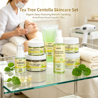 Kit de Soins Visage Bio Personnalisé à l'Arbre à Thé et Centella pour Peaux à Tendance Acnéique, Nettoyage Profond et Clarifiant, 7 Pièces