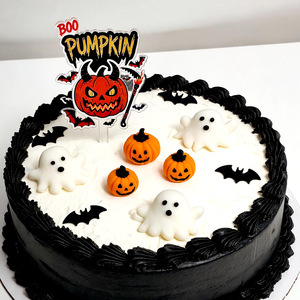 Décoration de gâteau/cupcake en plastique durable à insérer, thèmes Halloween (fantôme, citrouille, sorcière) pour fêtes, vente en gros - Product Image 4