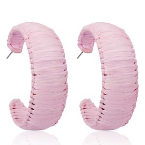 आकर्षण Oversized रंगीन ज्यामितीय सी आकार हस्तनिर्मित दुराचार रतन लट घेरा कान की बाली आभूषण - Product Image 2