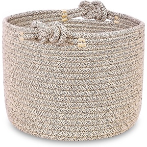 Vente chaude élégant panier de rangement cadeau panier Pot de fleur jouet stockage poignée torsadée coton matériel maison stockage Organisation - Product Image 3