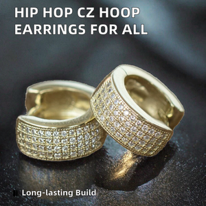 Pendientes de Moda Hip Hop en Plata, Oro y Cobre, con Circonitas Cúbicas, Diseño de Mariposa, para Hombre y Mujer, Pendientes de Aro Dorados para Mujer - Product Image 3