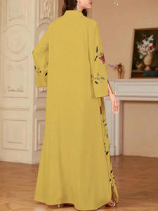 Abaya Informal Moderna de Alta Calidad con Estampado para Mujeres Musulmanas, Vestido Islámico Modesto, Proveedor Mayorista de China con Tela Premium - Product Image 4