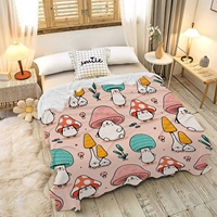 Nerz-Sublimationsdecke mit Individuell Bedrucktem Niedlichem Pilz-Design Flanell-Sofadecke