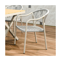 Meubles de patio villa hôtel style coquilles chaises en corde tissée chaises en aluminium en rotin pour l'extérieur salle à manger restaurant chaises pour la maison