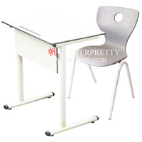 Bureau et chaise intégrés pour étudiant, structure robuste, cadre métallique durable avec tiroir, mobilier scolaire pour l'étude des élèves
