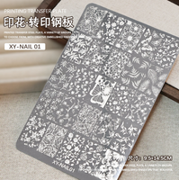 Plaque d'estampage Nail Art-Outil de transfert de dentelle, papillon, rose et ruban avec tampon en silicone