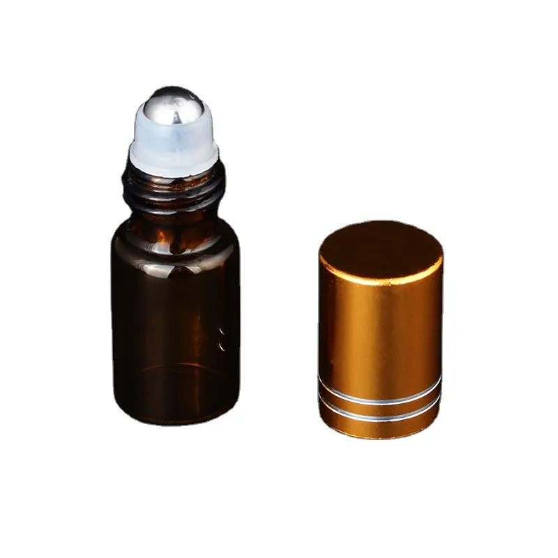 3ml small amber roll on glass bottles with aluminum caps for essential oil perfume fragrance sampler collection