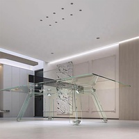 Table de tennis de table en verre durable de taille standard en aluminium pour l'intérieur, style moderne