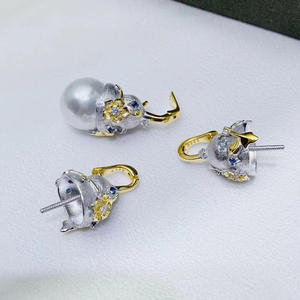 Soporte para Colgante de Plata S925 con Perlas DIY 31124, para Piedras Preciosas Redondas y Planas de 12-15 mm, Soporte para Collar de Moda, Empacado en Bolsa - Product Image 2