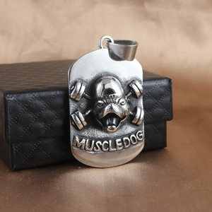 yunnique MuscleDog <b>Dog</b> <b>Tag</b> Pendant Stainless Steel Animal Design Unisex Necklace - Product Image 3
