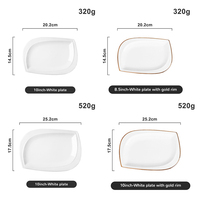 Assiette de table en porcelaine fine blanc cassé de qualité supérieure avec bord doré, vente en gros, assiette à dessert pour hôtel et restaurant