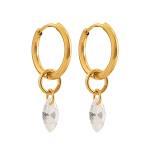 <span class=keywords><strong>Orecchini</strong></span> <span class=keywords><strong>a</strong></span> <span class=keywords><strong>Cerchio</strong></span> con Pendente Geometrico in Acciaio Inossidabile, Placcati in Oro 18K PVD, Impermeabili, con Zirconia Marquise, Gioielli alla Moda - Product Image 1