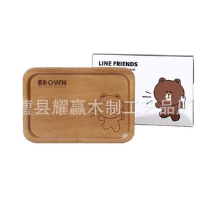 Plateau en bois brun avec motif d'ours pour enfants et collations - Product Image 5
