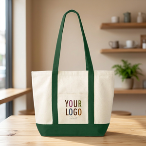 Aiyi Custom Heavy Duty Large Capacity Letter <b>Medium</b> <b>Size</b> Shoulder Hand Length Handle Split Canvas Cotton Tote <b>Bag</b> Advertising - Product Image 2