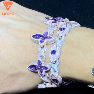 Bracelet personnalisé pour femme avec charme en moissanite et diamant, en argent sterling 925, bracelets et joncs tendance, bijoux hip-hop - Product Image 4