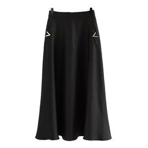 Falda Midi de Mujer, Estilo Vintage Elegante, Corte en A, Cintura Natural, Poliéster Ecológico No Tejido, para Oficina o Uso Casual - Product Image 1