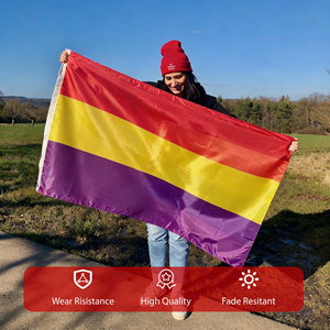 Drapeau de la Deuxième <span class=keywords><strong>République</strong></span> <span class=keywords><strong>espagnole</strong></span> 3x5 pieds 100% polyester Drapeau historique double face pour la vente en gros - Product Image 6