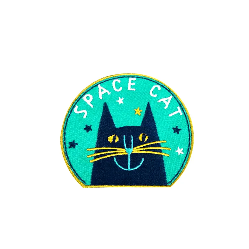Garments crinoline cartoon space cat hat pins shirt collar stays for kid clothing custom embroidery patches
