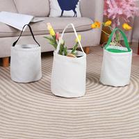 Sacs seau de Pâques vierges par sublimation Sac panier de bonbons fourre-tout Halloween Lin transportant des oeufs Cadeau Chasse Sac à main Décoration de fête