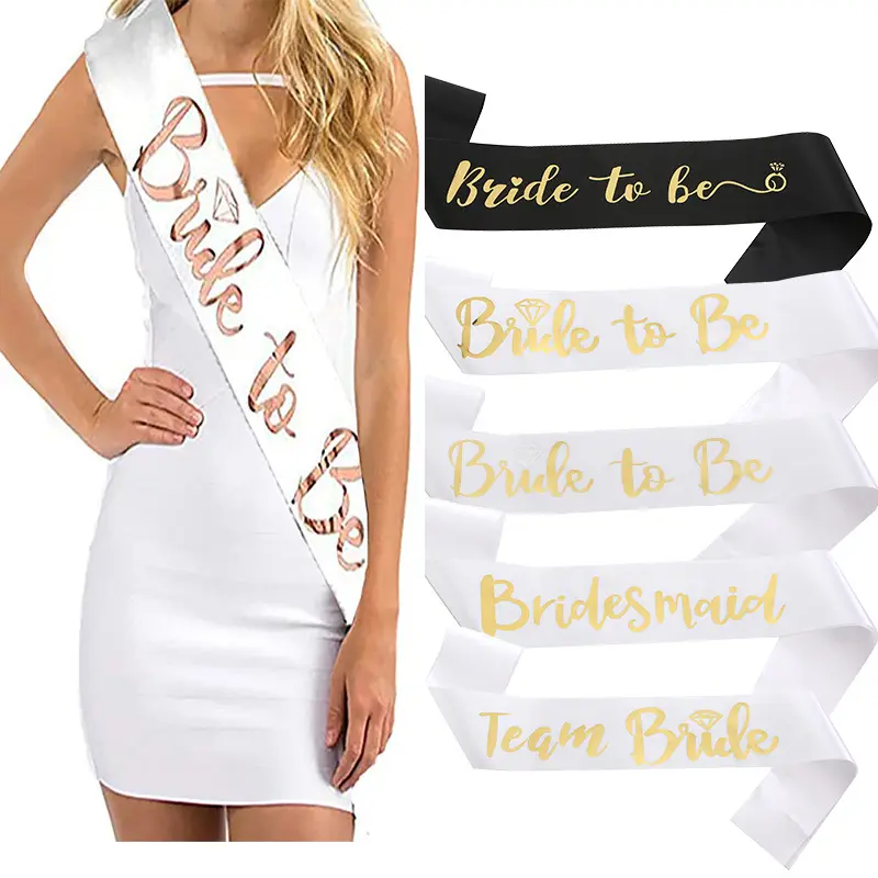 Kunden spezifische Goldfolie bedruckte Braut zu sein Bachelorette Alles Gute zum Geburtstag Hochzeits feier Festzug Königin Satin Band Schärpe