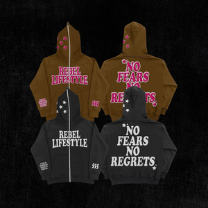 Rebel Lifestyle Zip-Up Hoodie Unisex Cotton Streetwear Autumn Hooded Sweatshirt With <b>Stars</b> And Text Print Best <b>Design</b> Hoodies - Product Image 1