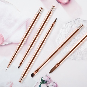 Pinceaux professionnels pour nail art en nylon avec manche métallique doré, pour détails ovales, <span class=keywords><strong>gel</strong></span>, vernis et liner 3D pour ongles - Product Image 6