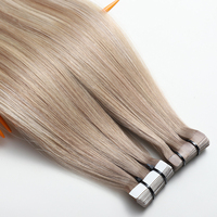 Extensions de cheveux naturels russes doublement étirés de qualité supérieure, extensions à bandes adhésives Remy pour salon