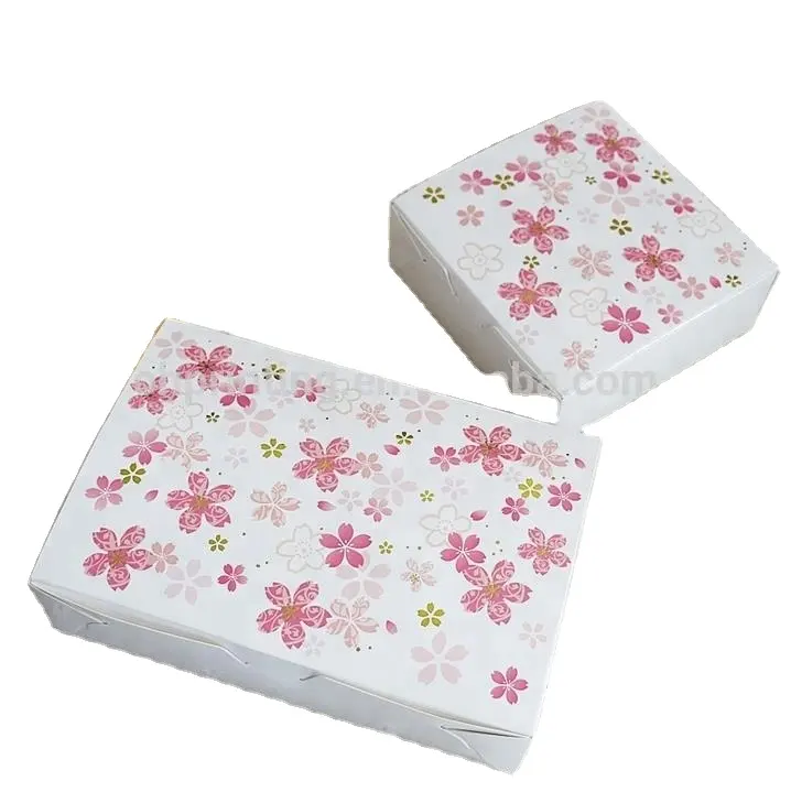 Bán buôn Hồng Sakura dập hộp quà tặng cho thực phẩm nướng bánh cookie hộp giấy bao bì bánh sô cô la miễn phí vận chuyển