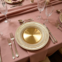 Assiettes de présentation classiques réutilisables en plastique PP doré de 13 pouces, durables, pour la décoration de table de mariage et de la maison