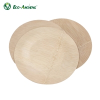 Assiettes rondes en bambou naturel, écologiques, jetables, durables, pour le camping, les fêtes, la restauration