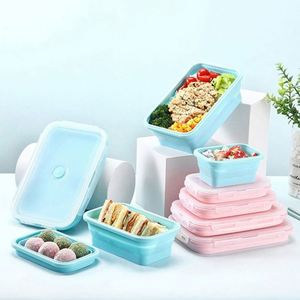 Eco-Friendly Reusable 5-Piece Foldable Bento Food Storage Container Set Collapsible Silicone Kids' Lunch <b>Boxes</b> - Product Image 4
