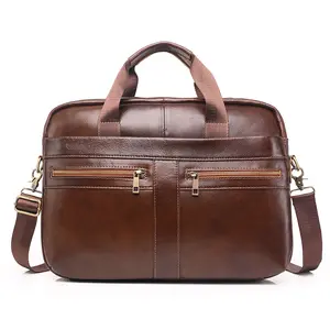 OEM Business Men Office Computer Herren Brown Messenger Bag Echte reine Echt leder Laptop Aktentasche