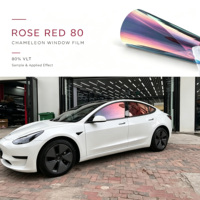 Film pour vitres de voiture Rose Rouge 80 ChameleonWindow VLT80% à changement de couleur, protection solaire, rejet de chaleur, protection UV, vision claire