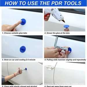 Car Body Dent Tool With Free Metal Short T-Pull <b>Puller</b> 18 Blue Sticky Sheet Removal Tools Vehicle Repair Kit - Product Image 4