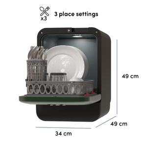 Lave-vaisselle autonome, gain de place pour une utilisation sur plan de travail, chargement frontal, cycle rapide, boîtier en plastique, prise américaine - Product Image 3