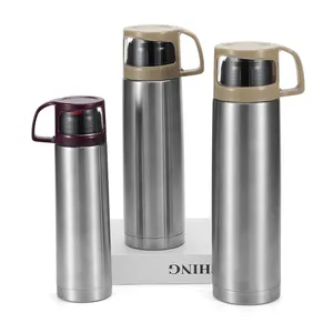 304 stainless steel large capacity thermos cup long-term insulation design flask with cup