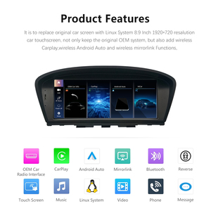 Pantalla Táctil de 8.9'' 1920x720 con CarPlay Inalámbrico Integrado, Android Auto y Comandos de Voz para BMW Serie 5 E60/E61/E90 2005-2008 1DIN - Product Image 6