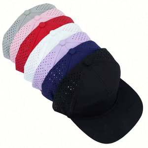 Casquette de baseball unisexe personnalisée à 7 panneaux, perforée au laser, style streetwear, avec corde et visière plate - Product Image 6