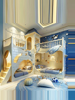 Lit d'angle pour chambre d'enfants château d'enfants Design personnalisé Maison de jeu Lit mezzanine de grande taille Lits superposés pour enfants