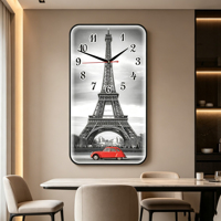 Décoration intérieure, peinture sur toile abstraite, bus, voiture, rue de Londres, Tour Eiffel, lumière LED, impressions sur toile blanche, art mural moderne, images d'horloge