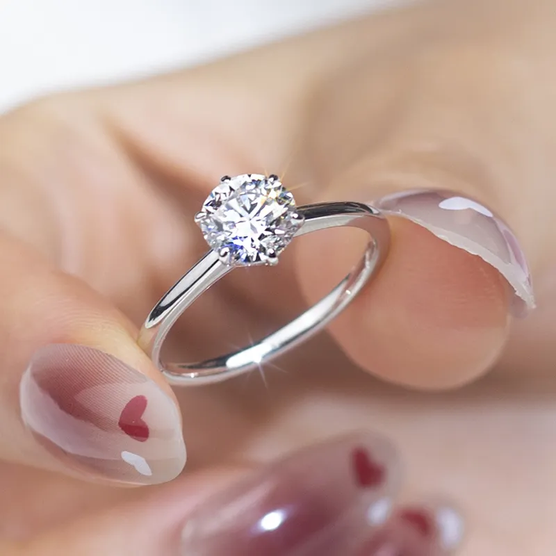 Messi Jewelry PT950 1ct round lab diamond women Jewelry Ring classic engagement ring Style