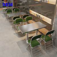 Ensemble de table à manger oblongue moderne SEM avec 4 chaises pliantes pour table de fondue, configuration de restauration, mobilier de restaurant chinois