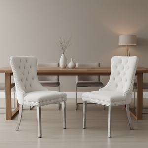 Set di 2 Sedie da Pranzo Moderne in Velluto con Gambe Cromate, Design Contemporaneo per Arredamento Casa - Product Image 2