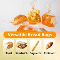 Kantong Kemasan Roti Transparan dengan Tali Oranye, Kantong Plastik untuk Roti, Sandwich, dan Muffin