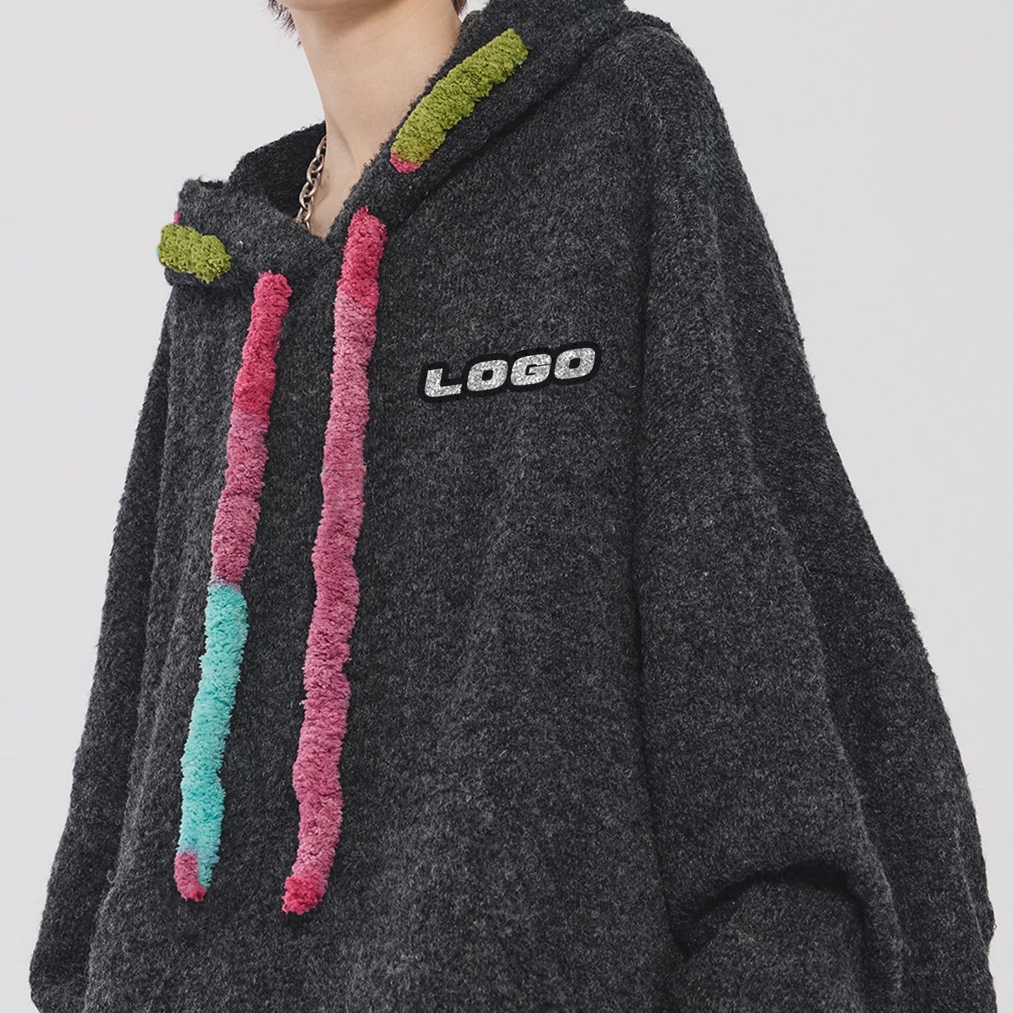 2026 OEM/ODM Custom logo Jumper Knitwear Manufacturers logo Design Drawstring Mohair Jumper Men Pullover Men's Hoodies
